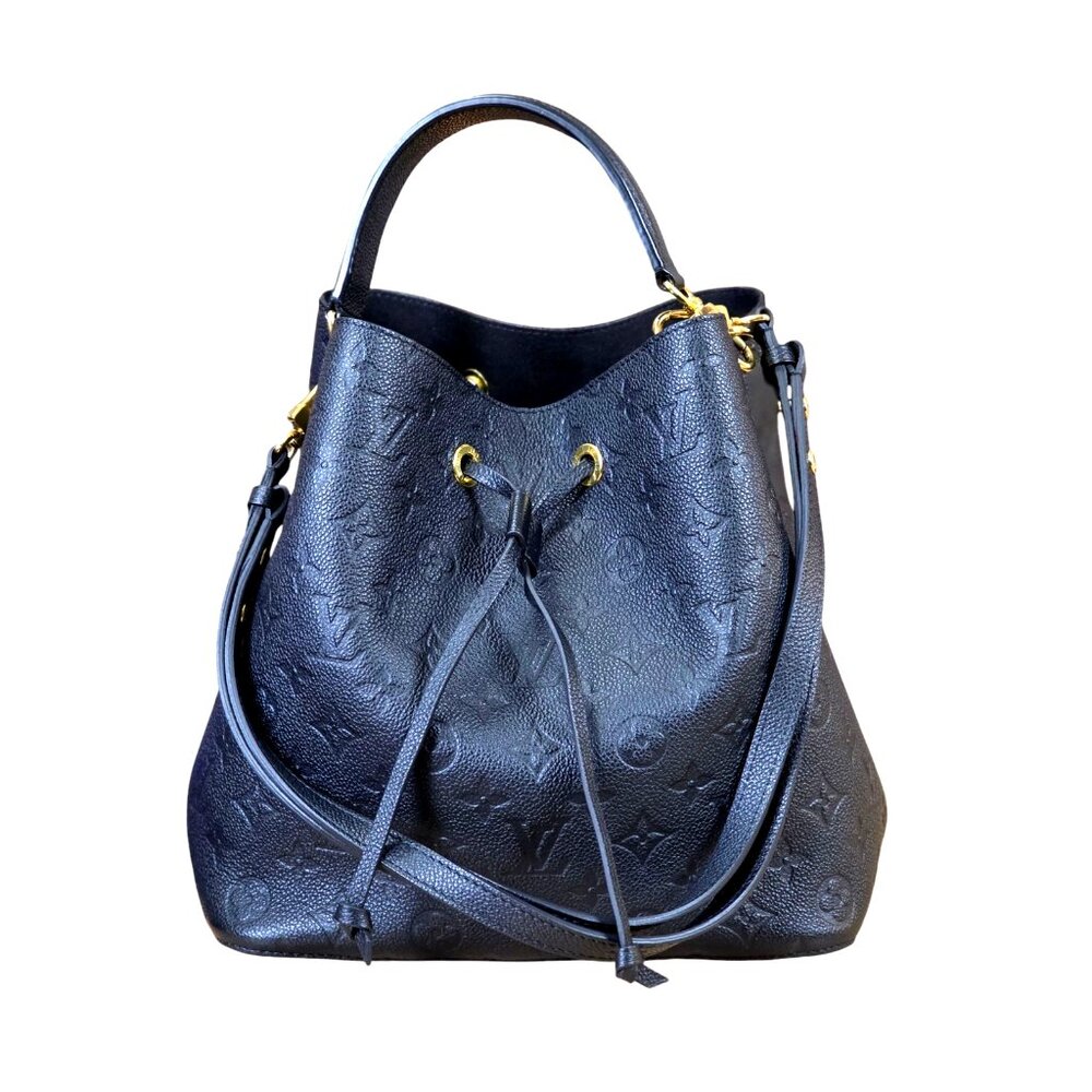 LOUIS VUITTON NeoNoe Empreinte Leather Tote Bucket Bag Noir Black EUC - Picture 1 of 10